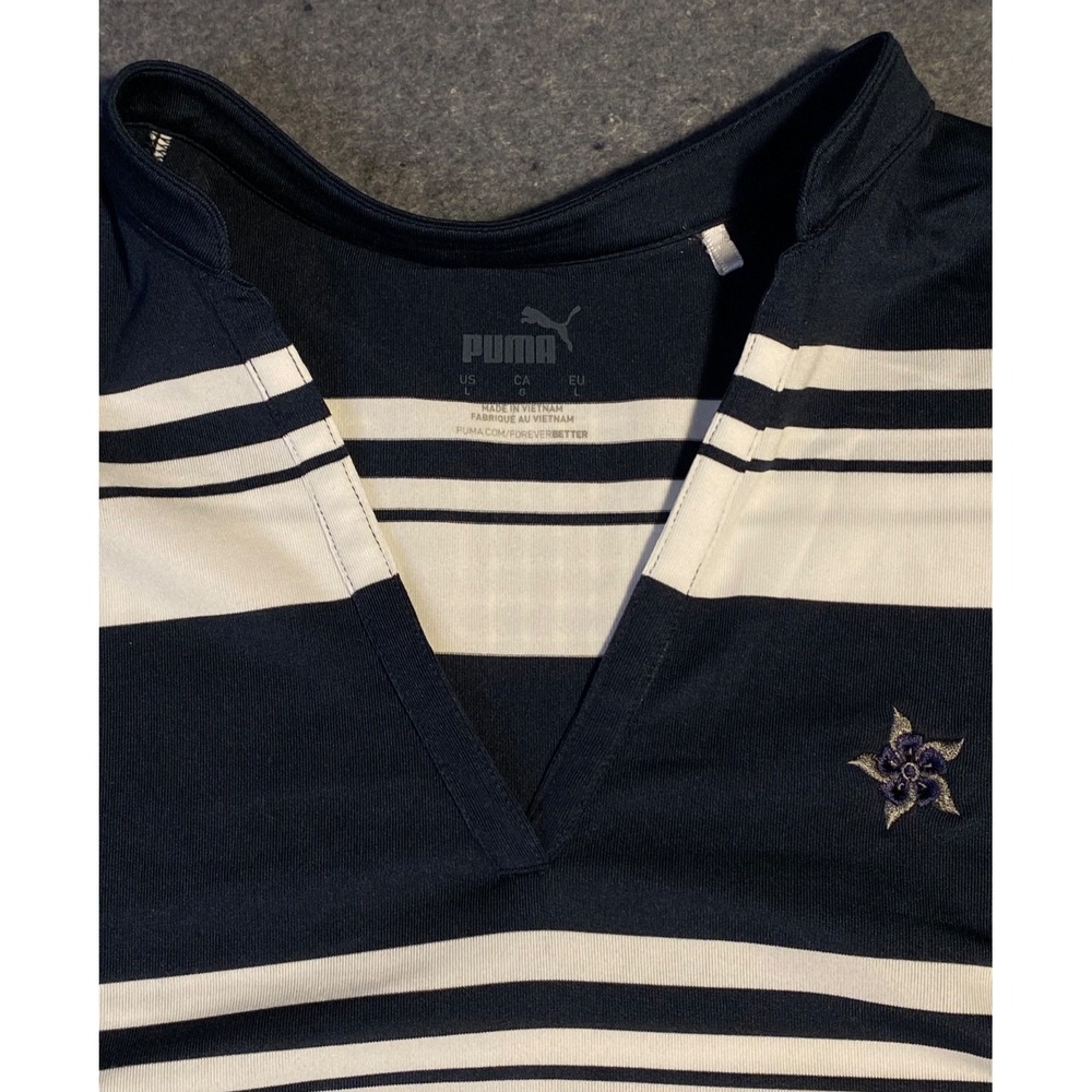 PUMA large Cloudspun SLEEVELESS Valley Womens‎ Shirt Blue White Striped Golf